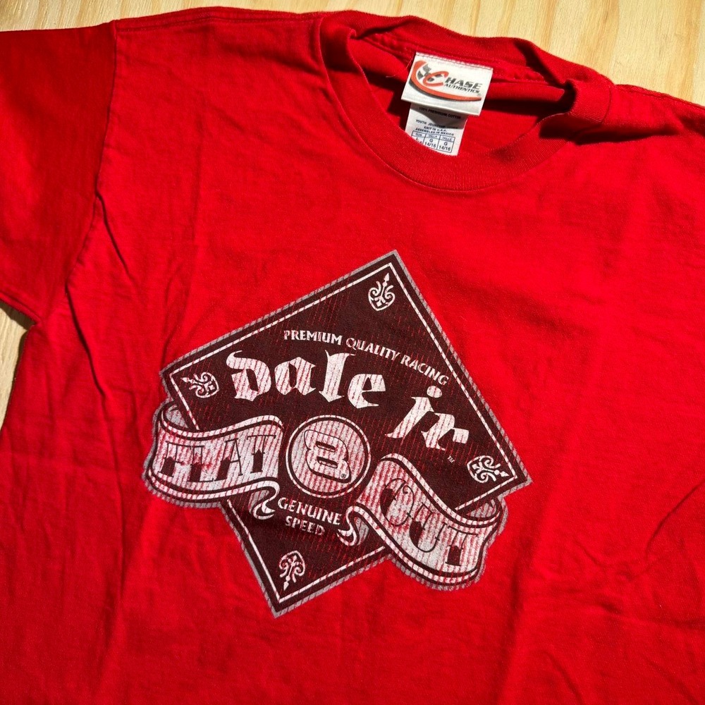 Chase Authentics Dale Earnhardt Jr NASCAR Red Graphic Tee Youth L 14/16